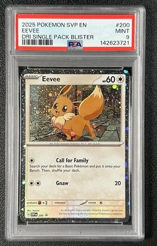 EEVEE PSA 9 2025 POKEMON SVP EN #200 DRI SINGLE BLISTER COSMOS HOLO 3721