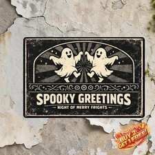 Dancing Skeleton Welcome 8x12 Aluminum Halloween Metal Sign