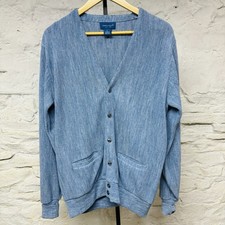 Towncraft Cardigan Medium Light Blue Grandpa Acrylic Sweater Vtg Made in USA