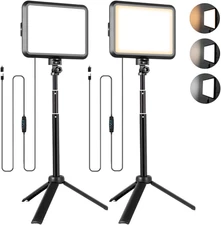 LED Photography Lighting Kit, 2-Pack 8” Portable Video Light with Adjustable Tri
