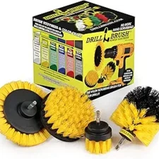 Yellow Drill Brush Attachments for Cleaning Shower, Grout, Bathroom - Yellow