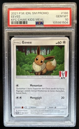 2021 Pokemon IDN SM Promo Eevee KFC Chaki Kids Meal #186 PSA 10 Gem Mint