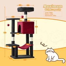 44" Cat Tree Tower, Multi-Cat Condo with Hammock & Sisal Scratching Posts
