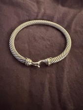 David Yurman 5mm Cable Sterling Silver and 18k Yellow Gold Buckle Bracelet