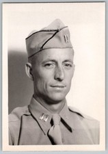 Vtg B W Snapshot Handsome US Army Captain In Uniform Garrison Cap Portrait WW2
