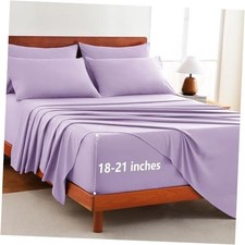 Extra Deep Pocket Sheet Set - 6 Piece Microfiber Size Sheets, Queen Lavender