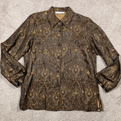 Vintage Drapers & Damon's Paisley Button Blouse Womens Medium Avant Garde Chic