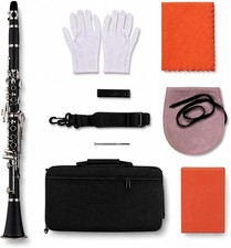 10pcs 17-Key Clarinet Bb Flat with Carry Case Gloves Cleaning Cloth Mini 