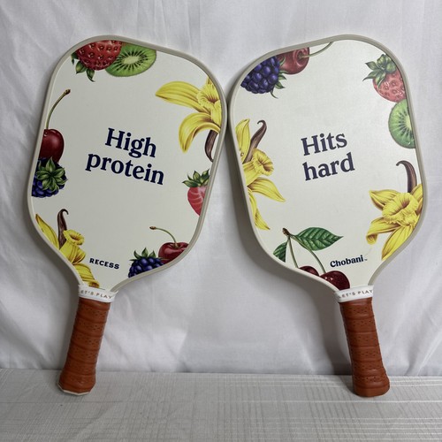 Recess x Chobani "Hits Hard" Pickleball Paddle Promo SET OF 2 CLEAN EUC RARE