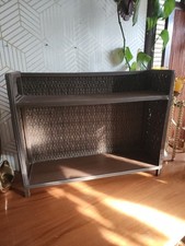 Vintage Brown Woven Rattan Wicker Boho 2 Tier Hanging Wall Shelf Bathroom