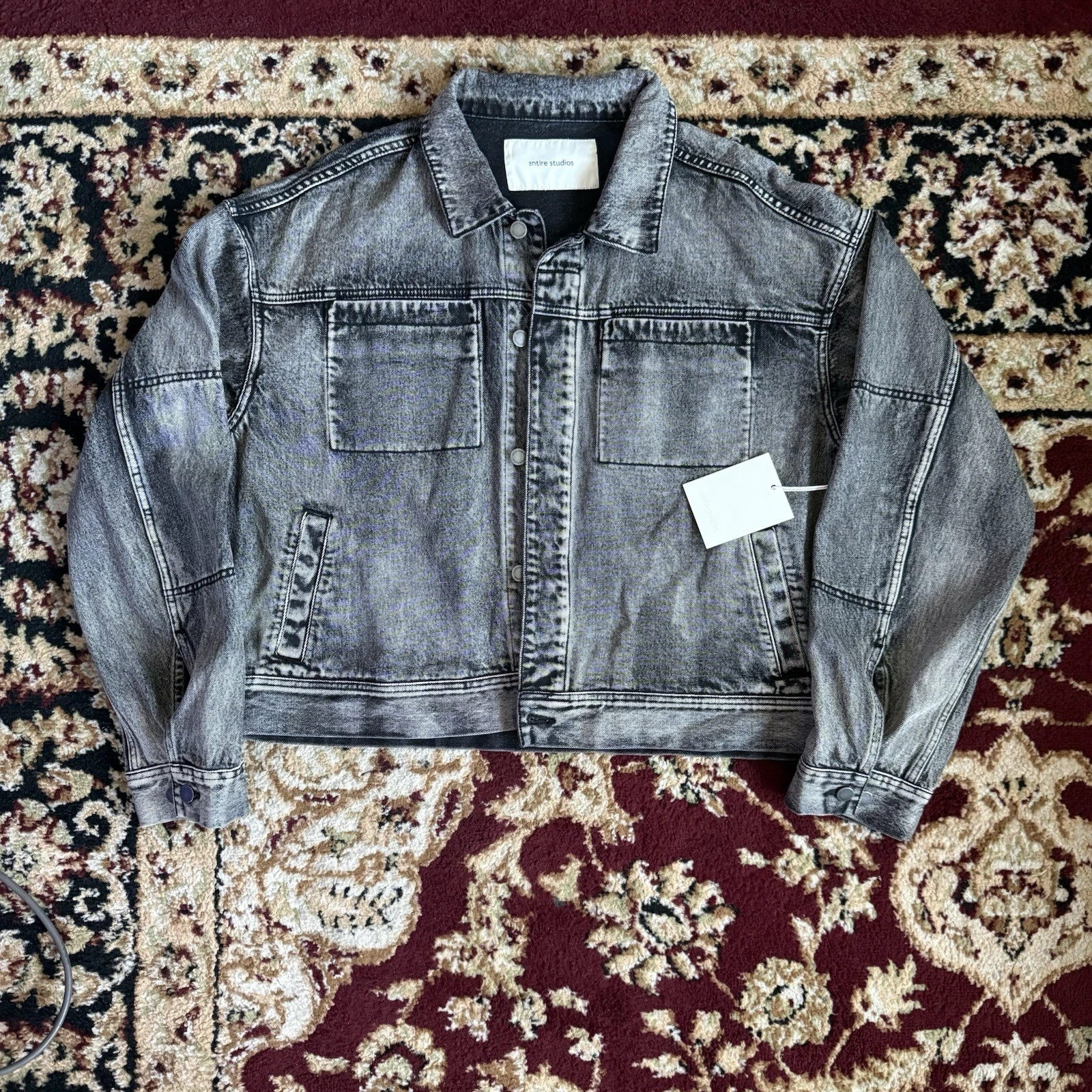 Entire Studios Gray Denim Jacket Men’s Size L Boxy NWT