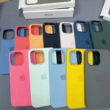 Liquid Silicone Case For iPhone 16 15 14 13 12 17 Pro Max Plus Logo Cover Skin