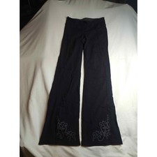 Athleta Womens Black Flare Leg Yoga Pants Scroll Graphic Print Size S