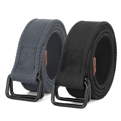 JASGOOD Men Canvas Fabric Belts Casual Web Cloth Belts with Black Double Ring...