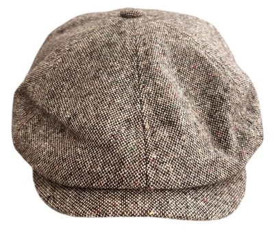 Braun Tweed Zeitungsjungenmütze Herren 6 Panel Wollmischung flache Mütze