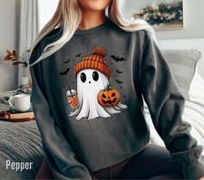 Ghost Halloween Sweatshirt Spooky Fall Autumn Cute