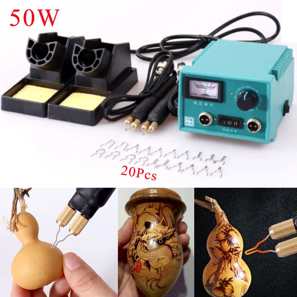 50W 220V Electric Wood Burning Pen Tool Pyrography Machine Set Kit Burner Tunmer