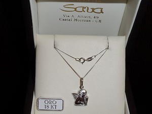 collana oro bianco con angelo