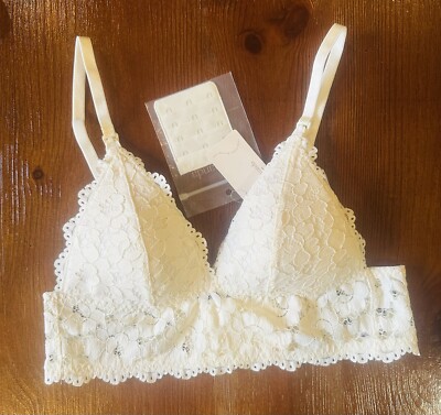 MOMANDA Women's Lace Nursing Bra Wirefree Padded Breastfeeding White Rose 32A