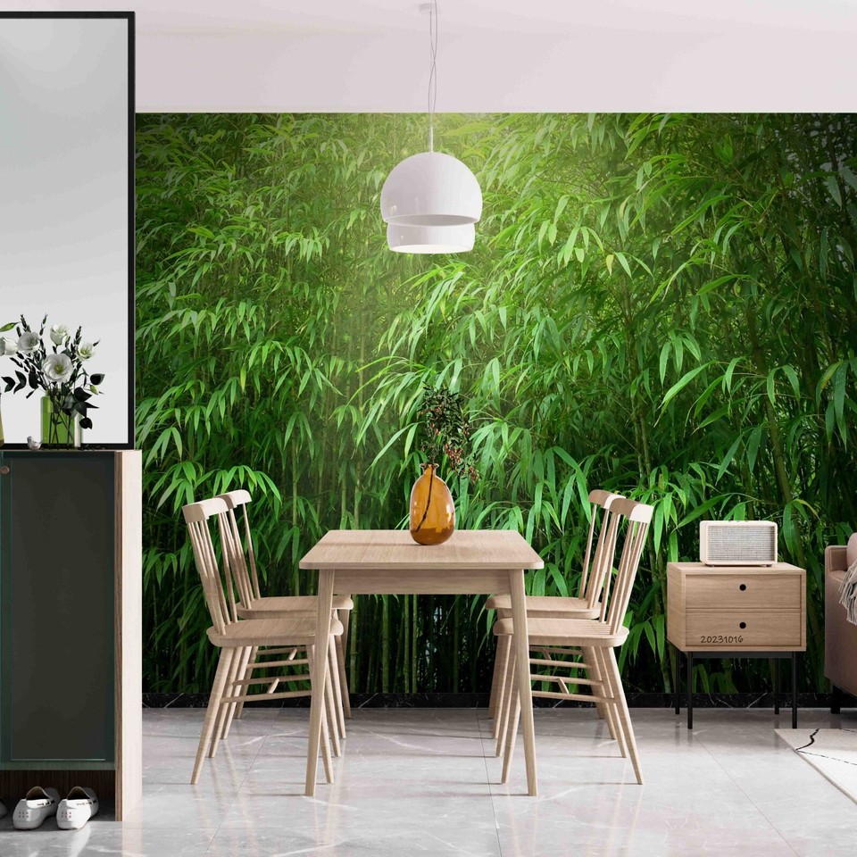 3D bamboo forest Green Watercolor Wallpaper Wall Murals Removable