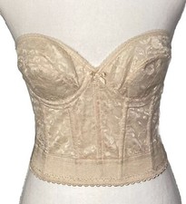 Vintage Q-J Corset Bra Cream Made In Hong Kong Size 36B