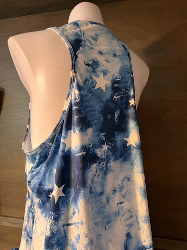 Womens Sleep Tank SLEEP DRESS SIZE 1X Blue White Tye Dye Racer Back - 第 6/8 張圖片