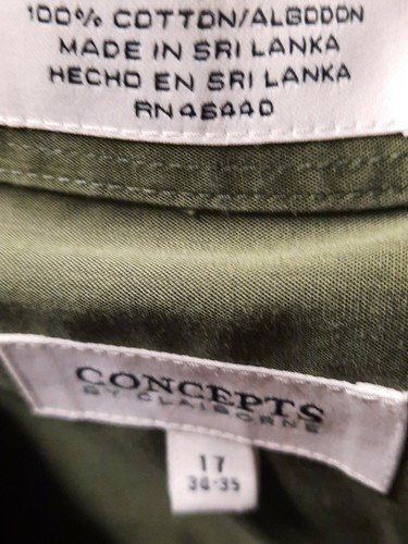 Concepts by Claiborne Button Up Dress Shirt No Iron Mint Green Size 16 1/2 34-35 - Picture 2 of 2