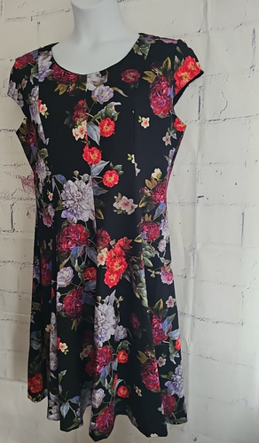 Marc Bouwer Multicolor Floral Sheath Dress size XL Round Neck Short Cap Sleeve - Picture 4 of 13