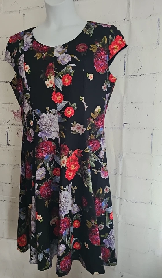 Vestido Vaina Floral Multicolor Marc Bouwer Talla XL Cuello Redondo Manga Corta Foto 4 de 4