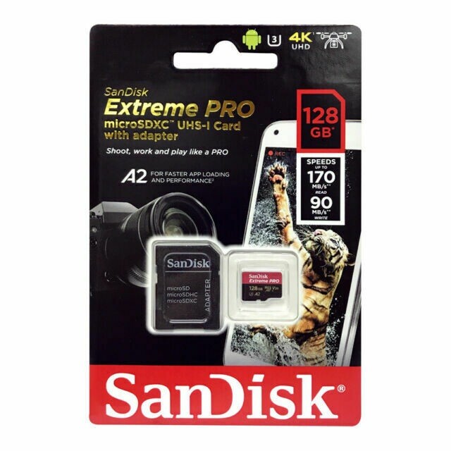 SanDisk Extreme Pro 128GB MicroSDカード GoPro Hero 10 Black Camera Hero10 UHS-1 U3 / V30 A2 4K Class 10 (SDSQXCD-128G-GN6MA) Everything But Stromboli : Sandisk SDSQXCD-128G-GN6MA Extreme Pro Microsdxc 128gb