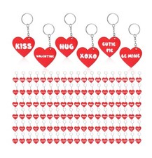 120 Pcs Valentine s Day Heart Shape Silicone Keychains for Women Girls Gifts