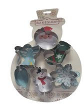 CHRISTMAS 4 Pc. Cookie Cutter Set "The Bakeshop" Bake  Build SNOWMAN,SNOWFLAKE