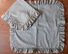 Laura Ashley "Josephine" Ruffled Green Blue Pillow Shams (2) ~ VGUC