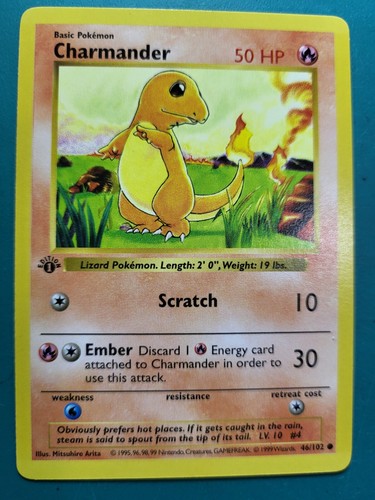1999 Pokemon Base 1st Edition #46 Charmander dicker Stempel Pokemon Gaming - Bild 8 von 16