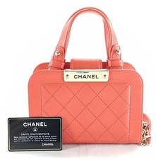 CHANEL Matelasse Leather 2 Way Chain Shoulder Bag crossbody PINK Gold w/G Card