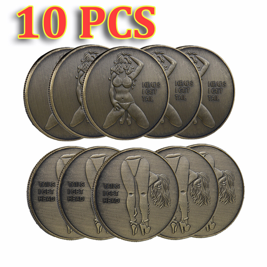 10PCS Challenge Coin Heads I Get Tail Sexy Lady Coin Tails I Get Head Medal