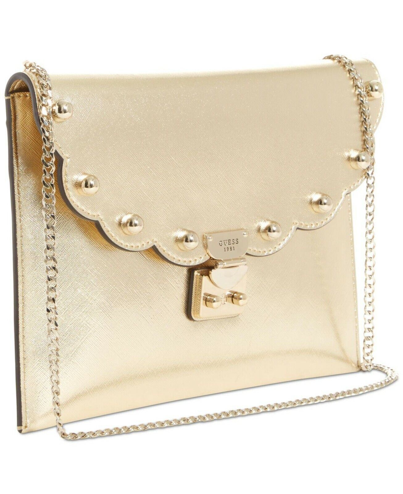 Guess  Fall In Love Clutch Handbag Metallic Studded Clutch Crossbody NWT $78