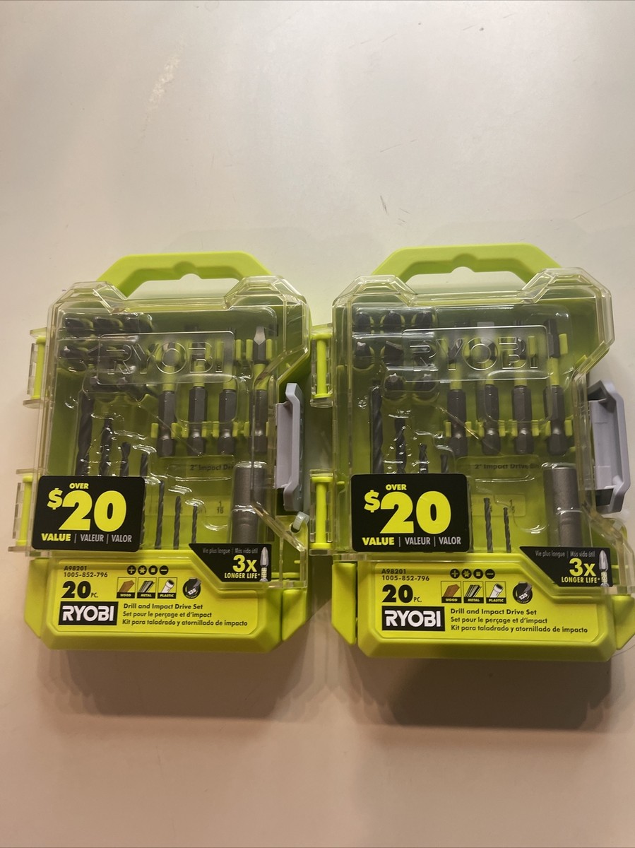New Ryobi A98201 Drill and Impact Drive Kit (20-Piece) Oxide Bits