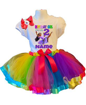 Isabela Birthday Outfit Dress 2nd Shirt Rainbow Party Personalized Tutu