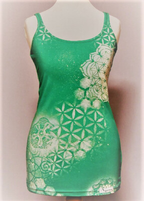 Ayumu Tank Top S Green Psy Hippie Psychedelic Mandala Yoga Psywear Psychedelic Goa