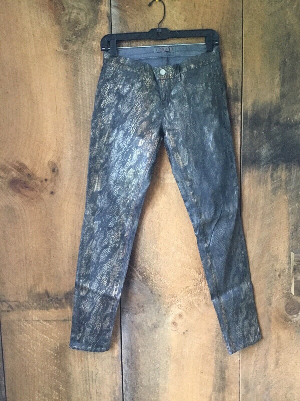 J Brand Jeans Black Gold Snake Skin Print Leggings Fit Skinny Slim 26