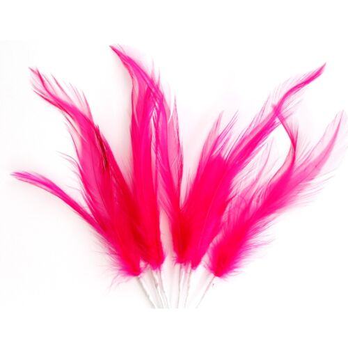 Narrow Feathers - Rooster Neck Hackle 6 Wired Stem Spray 18 Feathers -26 Colours - Picture 12 of 26