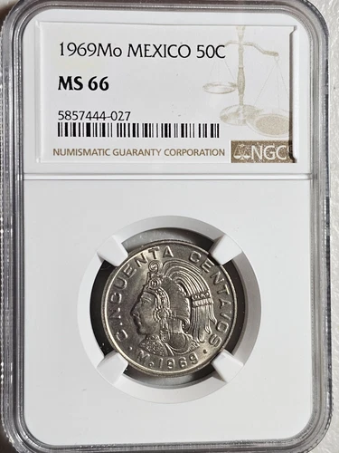 Mexico 50 Centavos 1969Mo NGC MS 66