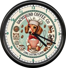 Dachshund Dog Coffee Company Barista Kitchen Costume Apron Gift Sign Wall Clock