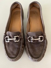 Salvatore Ferragamo Flats Women's Size 7 M Gancini Moccasin Brown Suede