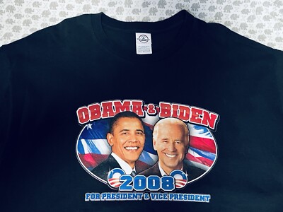 Iconic Official 2008 Obama & Biden T-shirt 100% Pre-shrunk XL Cotton Tee EUC