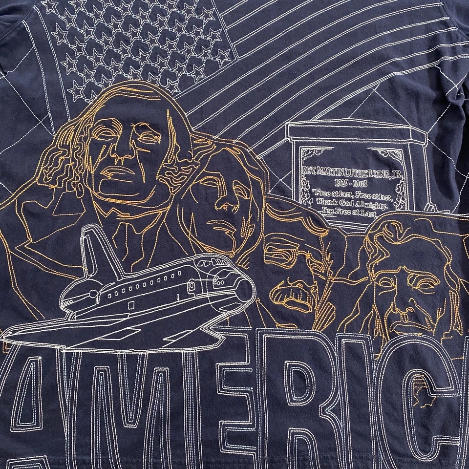 Camiseta PELLE PELLE America MLK Azul Manga Larga Talla XL Cosida por Todas Partes Foto 4 de 4