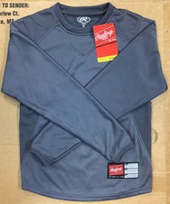 Rawlings Youth Long-Sleeved Dugout Fleece Pullover Sweatshirt Gray O23