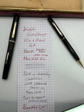 NOS Eversharp Round Black Pen & Pencil Set with price stickers Rare