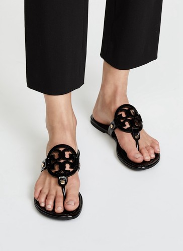 black tory sandals